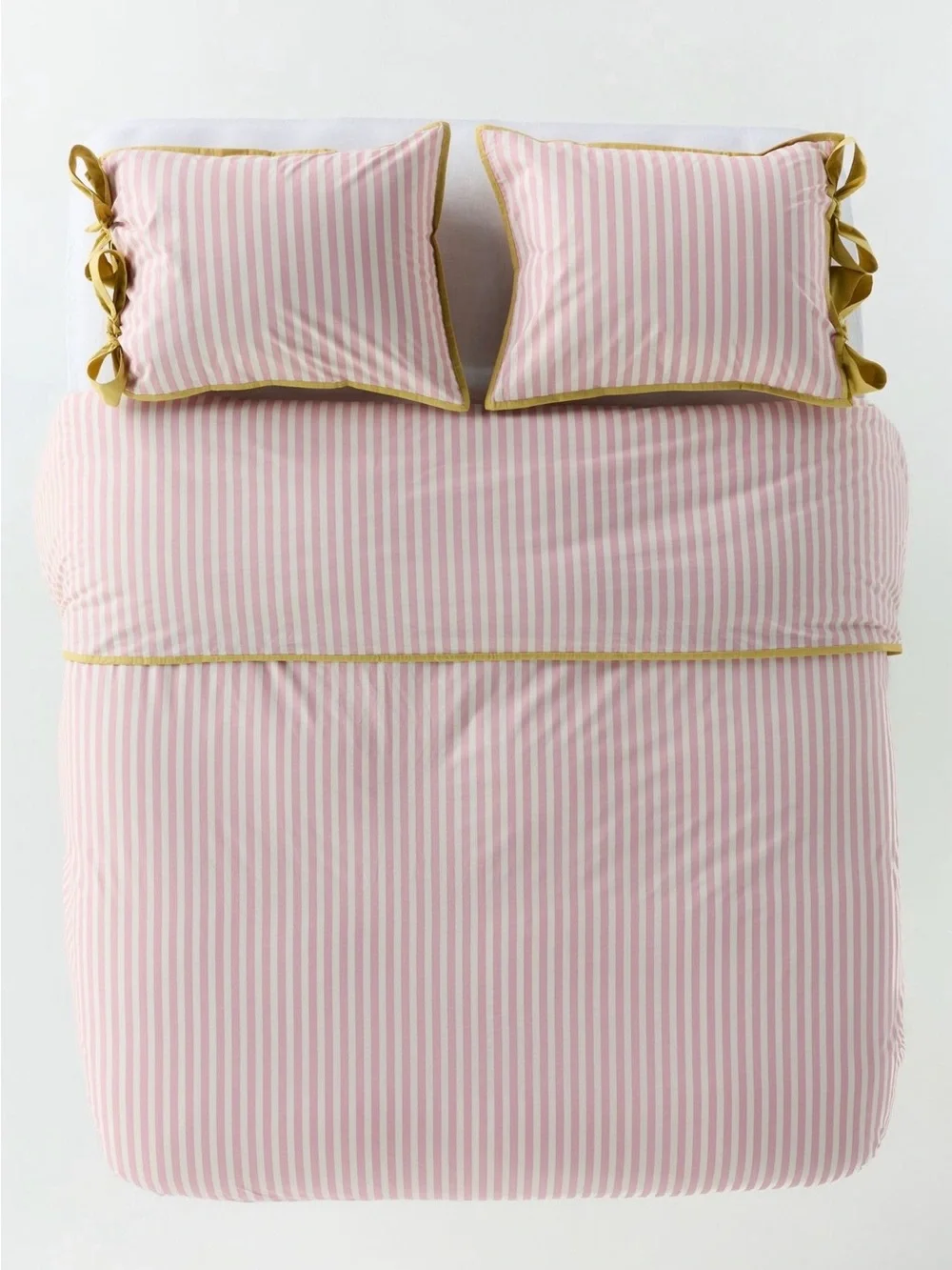 Anthropologie Maeve Brynne Cotton Percale Stripe Tie Printed Duvet, Pink Stripe